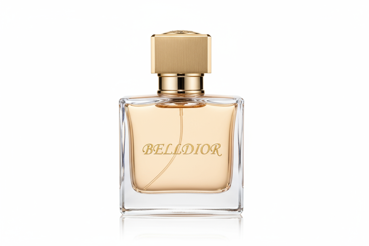 WRITE BELLDIOR ON PERFUME BOTTEL ASPECT RATIO 450/450